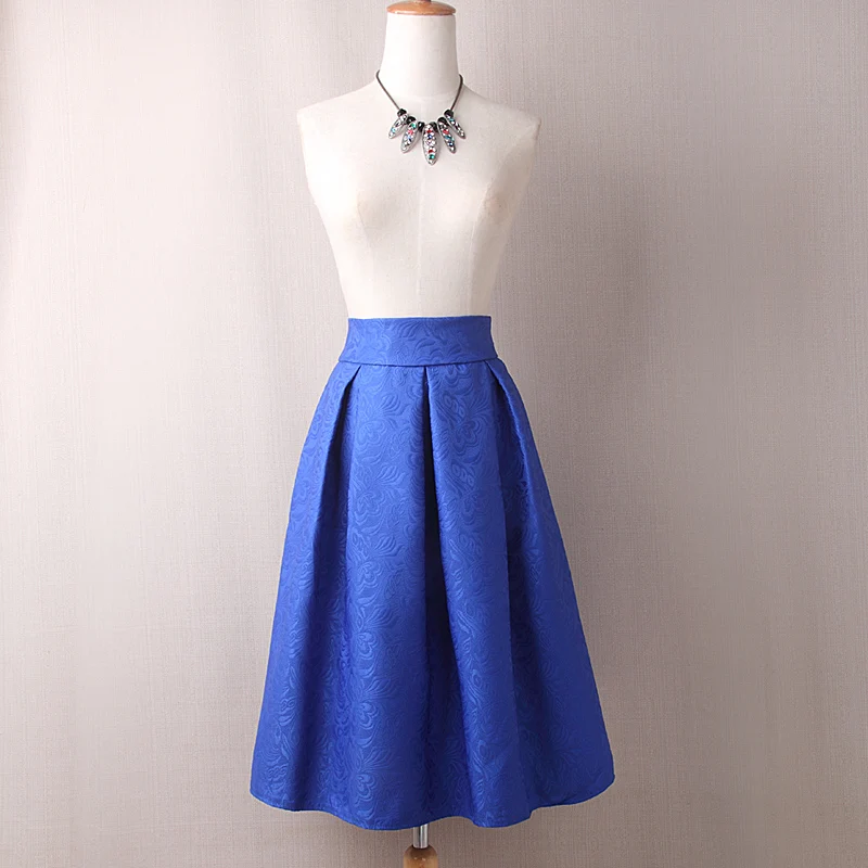 

Women Skirts High Waist Pleated Midi 2017 Spring Summer Vintage Skirt Work Wear Hepburn Skirts Lady Europe Saia