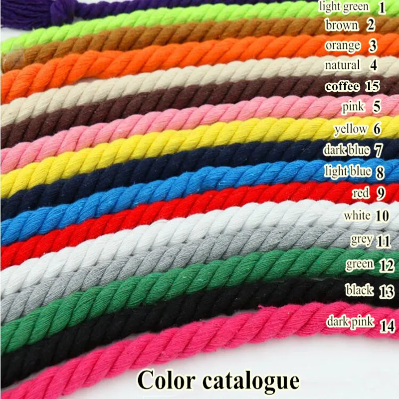 

12mm x10m colored cotton rope thick soft 3ply twisted DIY accessory home decorative package free shipping 15 colors