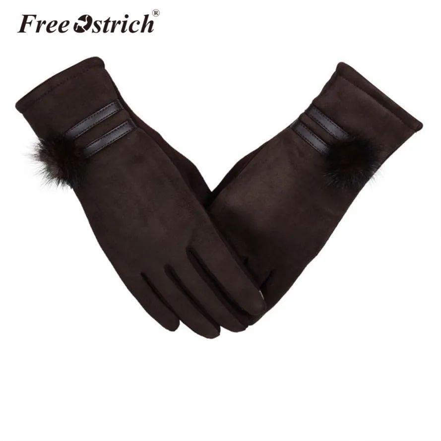 Женские перчатки Free Ostrich зимние теплые модные мягкие из искусственной кожи на