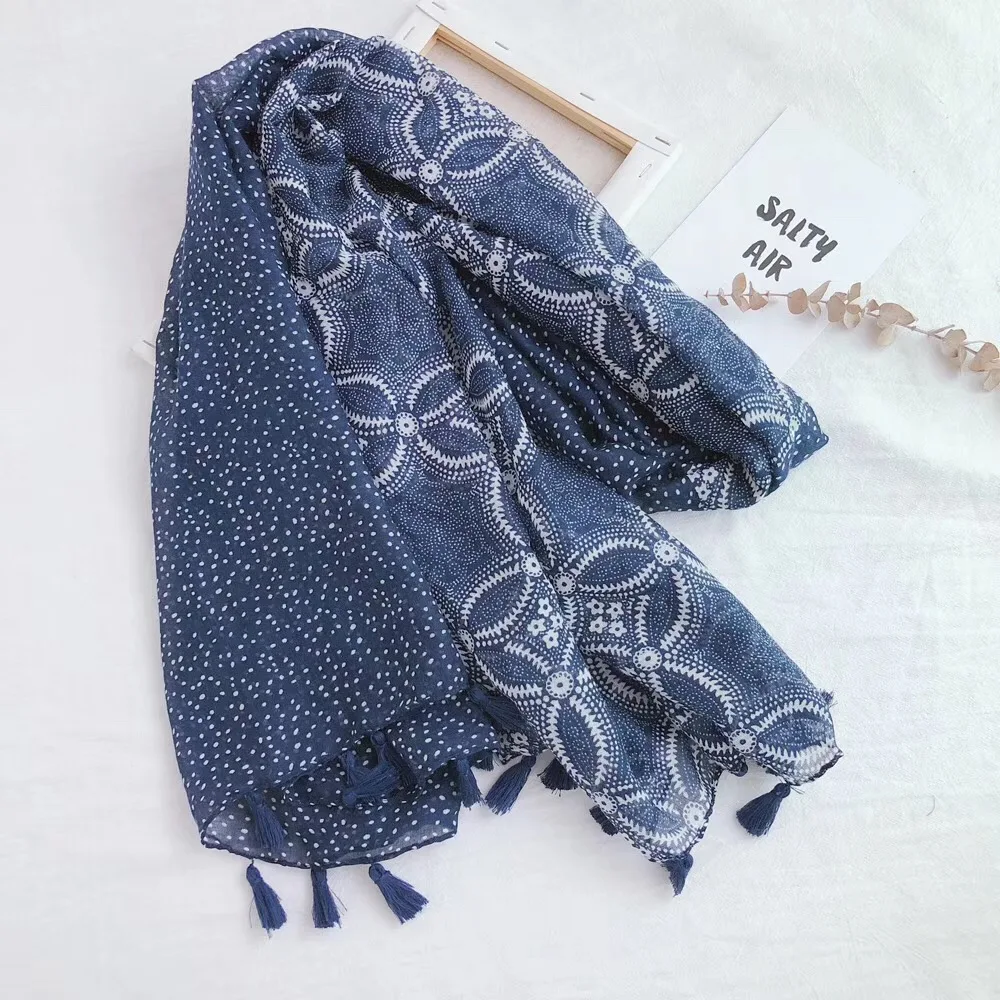 

Хиджаб с кисточками и цветочным принтом, шали в богемном стиле, мусульманские шарфы, вискозные палантины, модные большие мусульманские шарф...