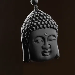 Подвеска из натурального обсидиана татхагата Будда Head подвеска амулет evil peace