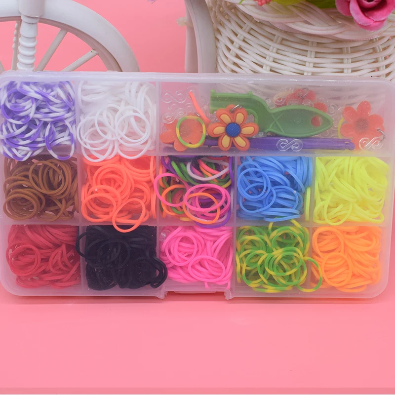 600 Uds. De juguetes para ni&ntilde;os, bandas de goma, brazalete para el pelo de ni&ntilde;a, pulseras tejidas de goma de colores, regalo para ni&ntilde;os, juguete-1