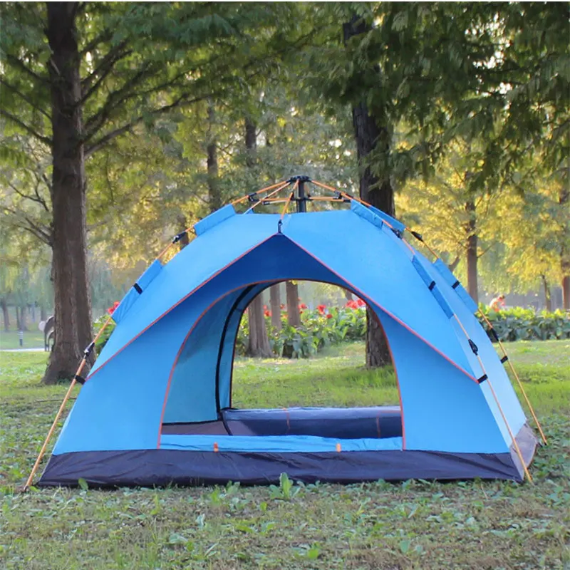 Blue 2 layer 2 uses 1-4 человек кемпинг палатка полностью автоматическая пляж Кемпинг Рыбалка Туризм палатка портативные наружные принадлежности 210*200*140 см/210*140*110 см - Цвет: Blue 2 layer 2 uses