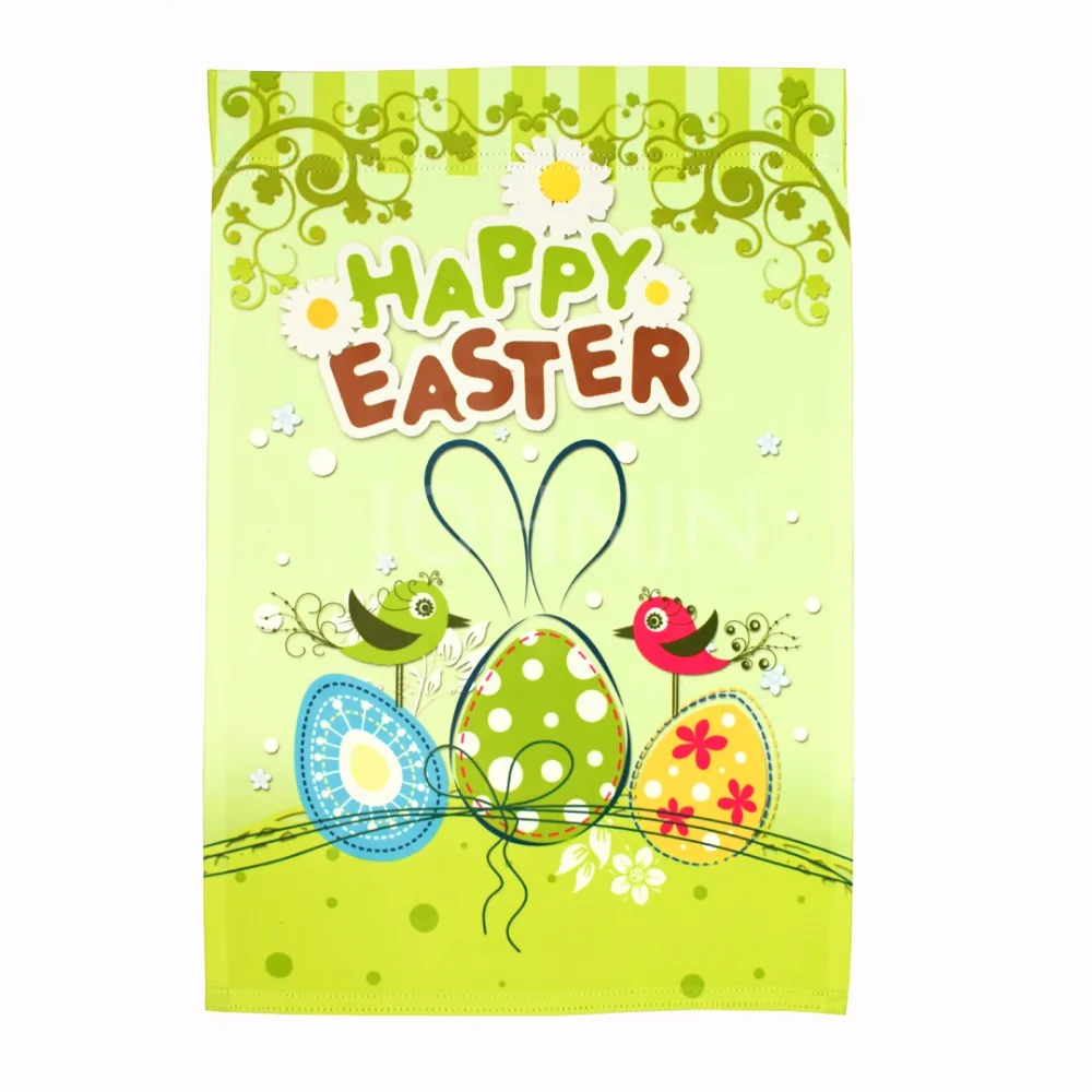 Yehoy own design  Double-Sided Spring Cute Rabbit Eggs Happy Easter Garden Flag