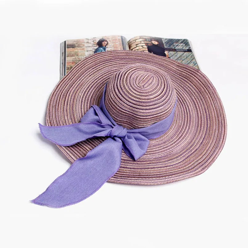 2018 Hot Sale Round Top Raffia Wide Brim Straw Hats Lady Summer Women Straps With Leisure Beach Hat Elegant Bow-knot Gorras | Аксессуары