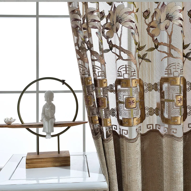 Китайские роскошные шторы из синели для гостиной спальни с вышивкой полые