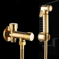 toilet bidet faucets golden brass single cold bathroom toilet shower blow fed spray gun nozzle bidet taps washing machine faucet