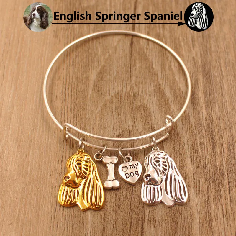 2019 животных браслет браслеты английский Спрингер-спаниель собака Любовь сплав