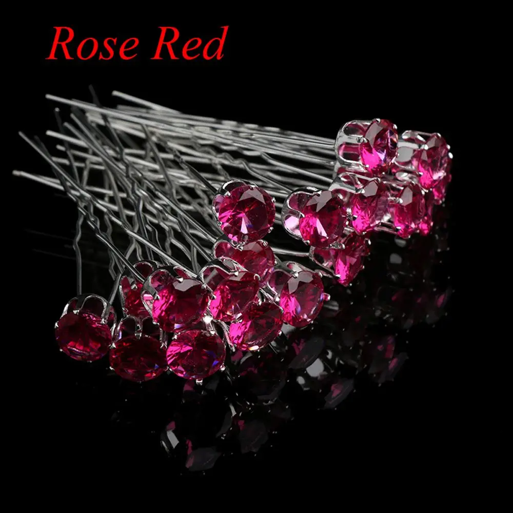 Rose 20 шт./компл. Для женщин модная обувь с украшением в виде кристаллов стразы заколка для волос заколки Для женщин Свадебные украшения для волос головной убор невесты женские аксессуары для волос - Цвет: Rose