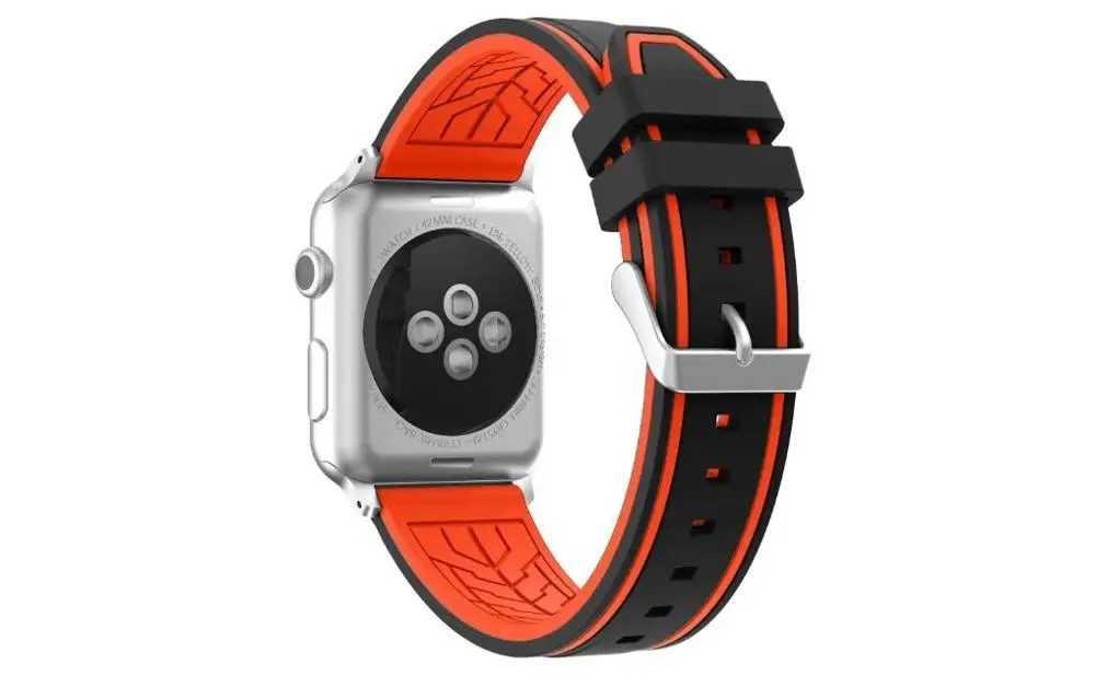 Двойной силиконовый ремешок для часов Apple Watch спортивный 3/2/1 42 мм и 38 Сменный