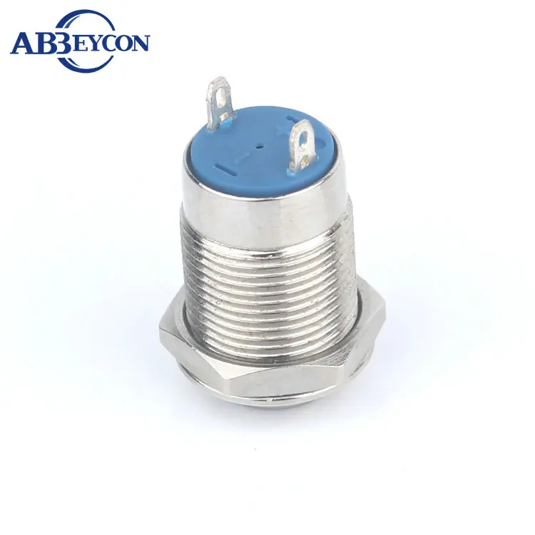 12MM Momentary high round metal shell button switch non-illuminated waterproof 2 Pin Terminal silver Normally Open | Обустройство