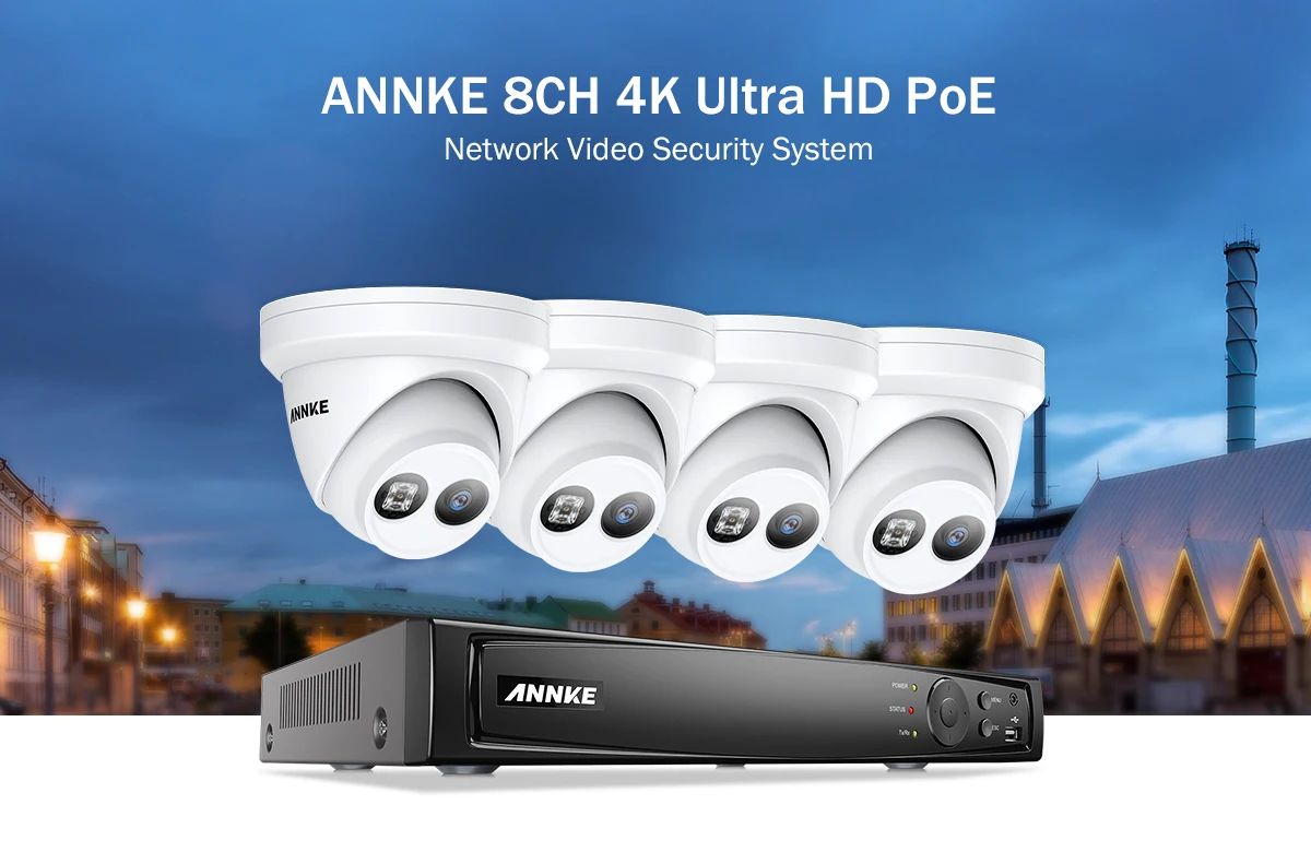 ANNKE 8CH 4K Ultra HD POE сетевая видео система безопасности 8MP H.265+ NVR с 4 шт 8MP Всепогодная IP камера CCTV комплект безопасности