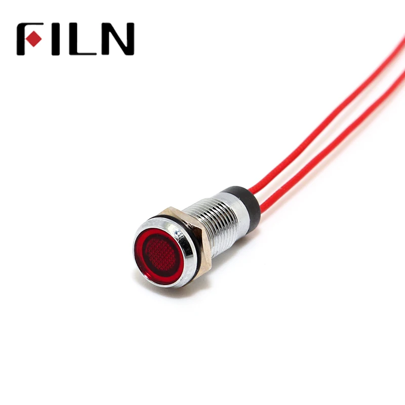 FILN 8mm panel red yellow blue green white 12v 110v 24v 220v led metal pilot lamp with 20cm cable | Освещение