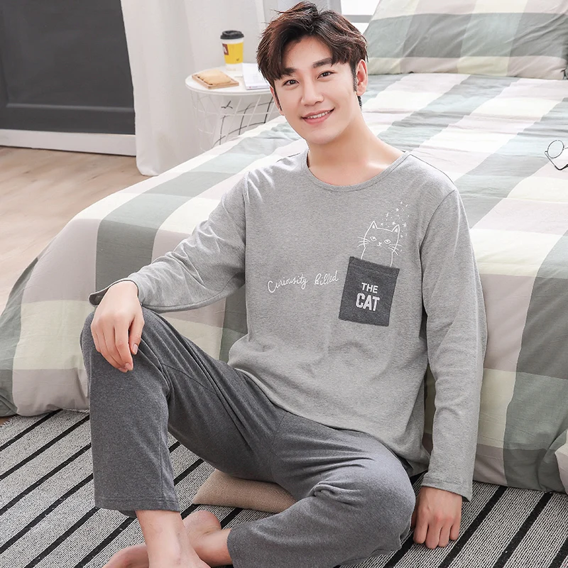men pajamas Пижамы для женщин, зимняя Хлопковая пижама размера плюс XXXL, Женская хлопковая зимняя Пижама 4xl XXL, Женская хлопковая зимняя пижама с длинным рукавом и рисунком - Цвет: men pajamas