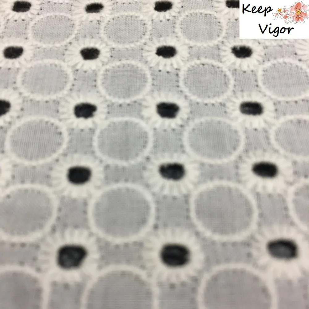 (1 ярд) 100% хлопок белая Обычная круглая полная вышивка швейная ткань для платья