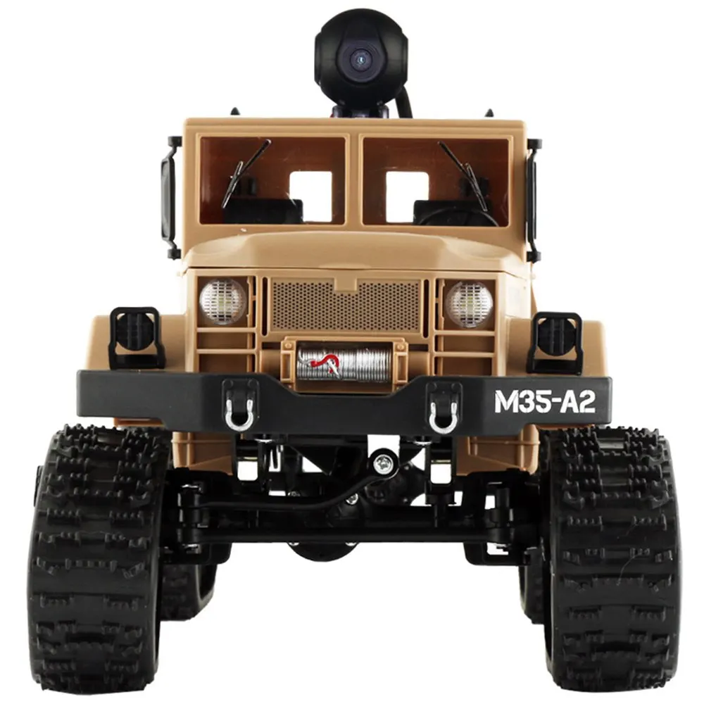 Грузовик внедорожный FY001B с Wi-Fi, 2,4 ГГц, 1/16 4WD, с фросветильник кой, Wi-Fi, FPV, камерой 0,3 МП, военный грузовик RTR VS WPL