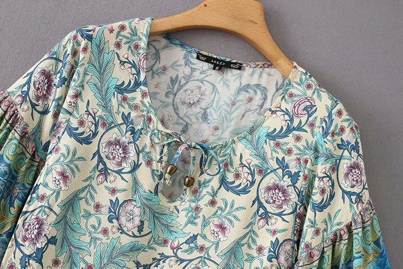 Женская мода цветочный в богемном стиле vestidos печати плиссированное платье
