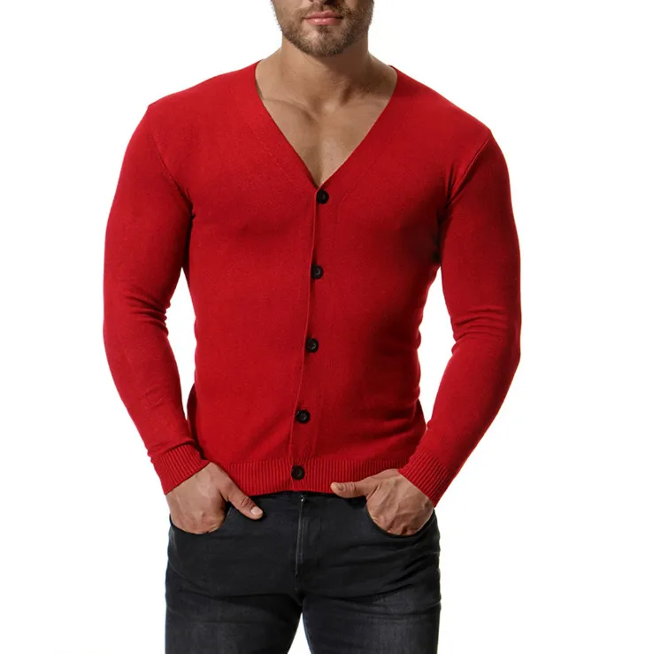 Europe and America V-Neck Cotton Sweater Men New Arrival Slim Fit Cardigan Knitwear Fashion Sweatercoat Male Knitted Clothing