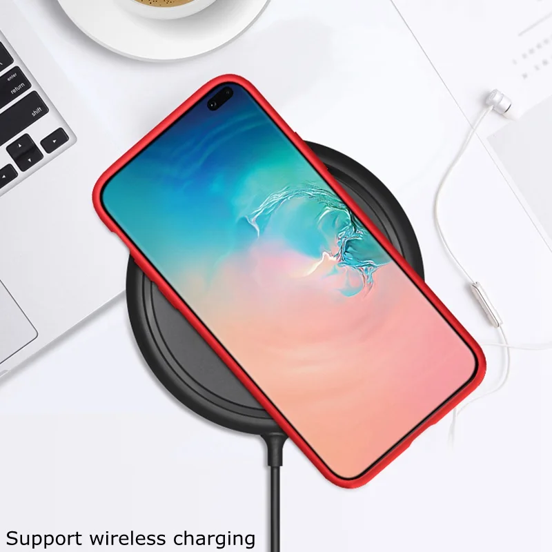 Чехол из жидкого силикона для Samsung S10E S10 S9 S8 Plus шелковистая мягкая сенсорная