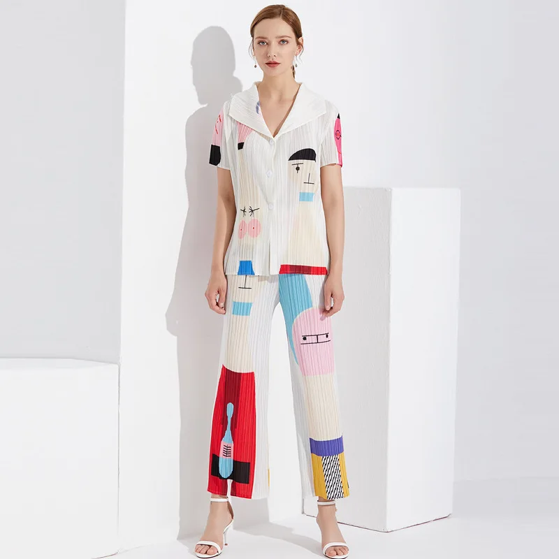 Костюм Miyake flower Женский летняя новая Европейская и американская уличная