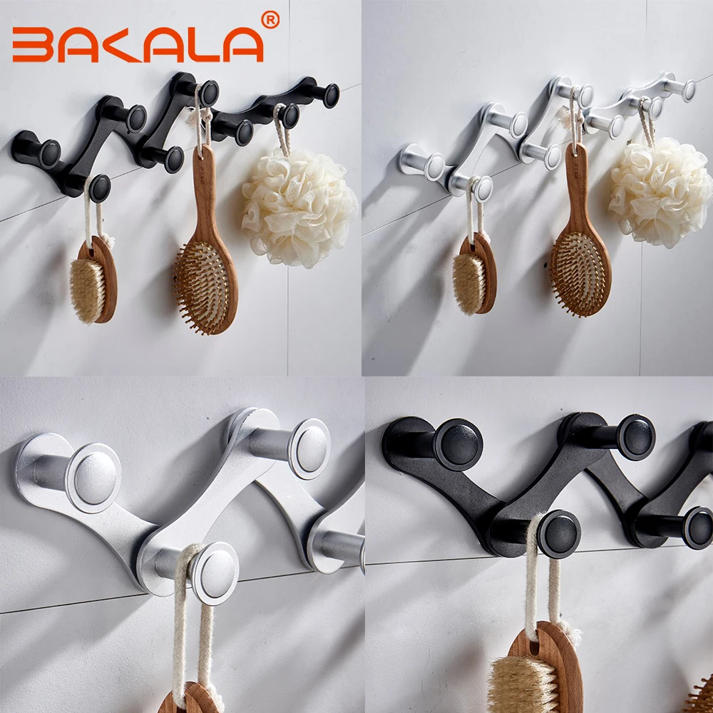 Self-adhesive Parts Household Kitchen Solid Aluminium alloy Black/Silvery Bathroom Towel Hook Wall Door Hanger Clothes hook |