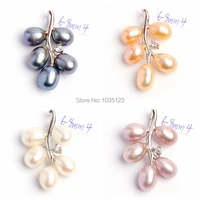 high quality 6 8mm pretty natural 4 color freshwater pearl and zircon fashion pendants wj160