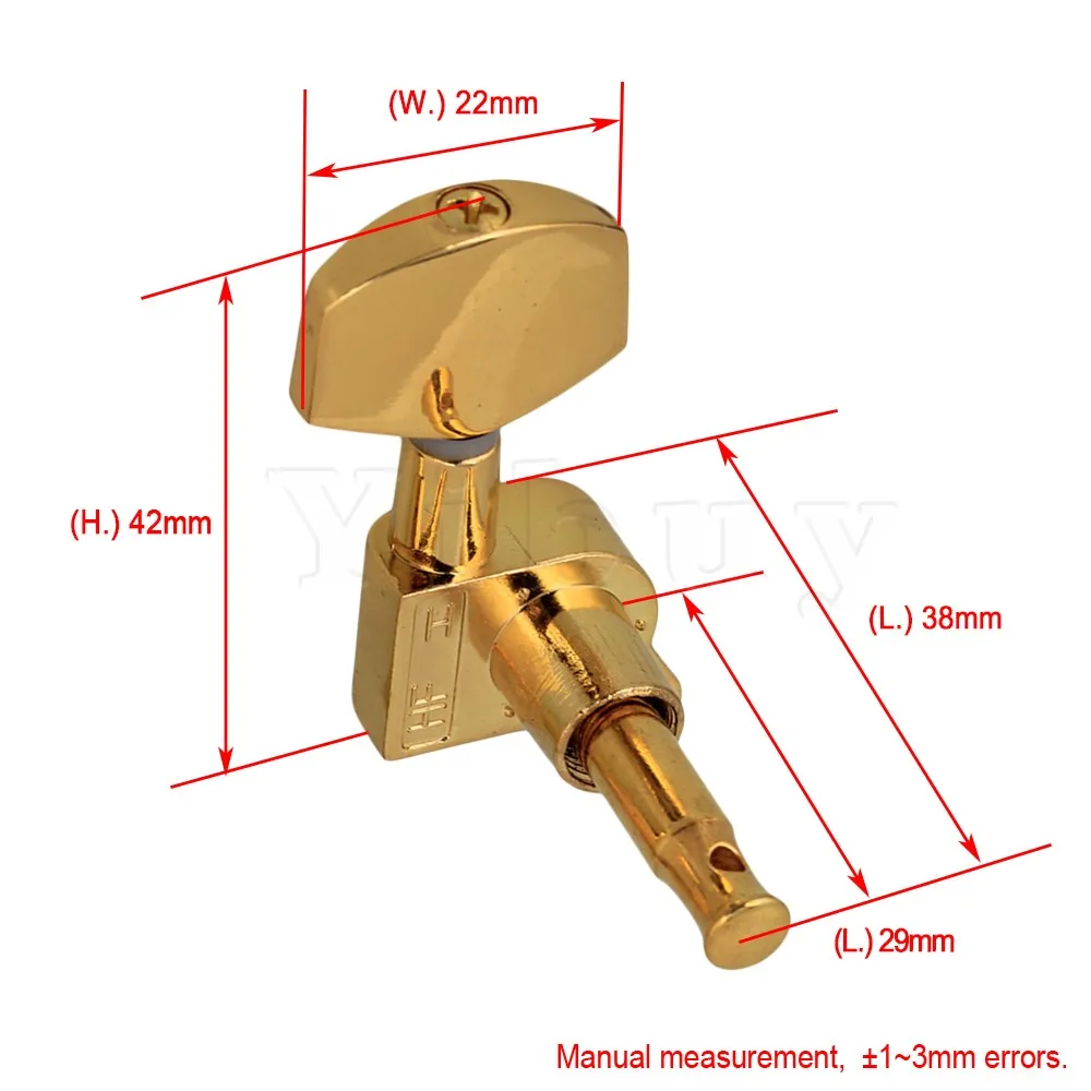 

Yibuy 6x 3R3L Guitar Parts Big Head Full Closed Guitar Tuning Peg Golden
