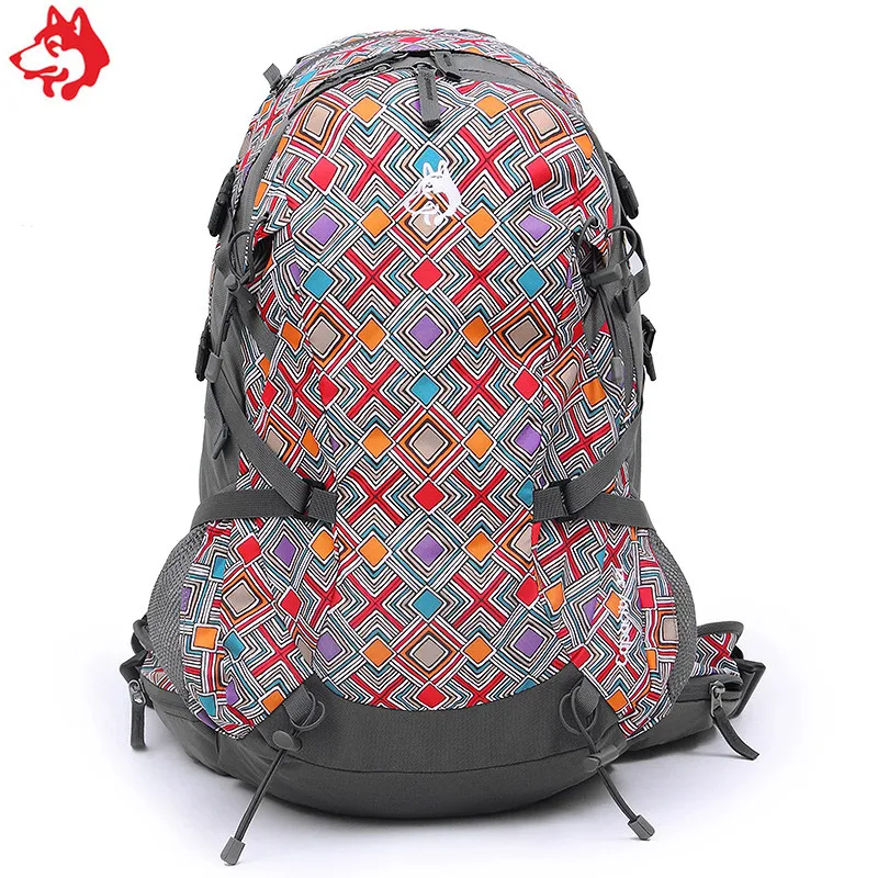 Рюкзак Yiwu 32L для спорта и походов оранжевый/черный/темно зеленый тактический