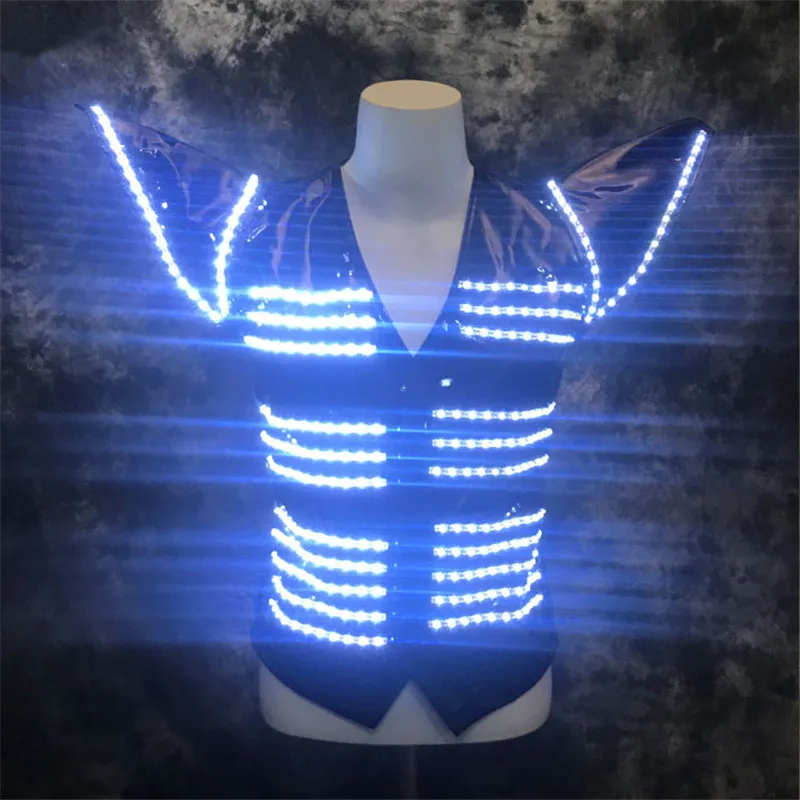 P54 Singer stage dance costumes bar KTV wears led costume luminous light perform dress clothe party glowing vest disco show | Дом и сад
