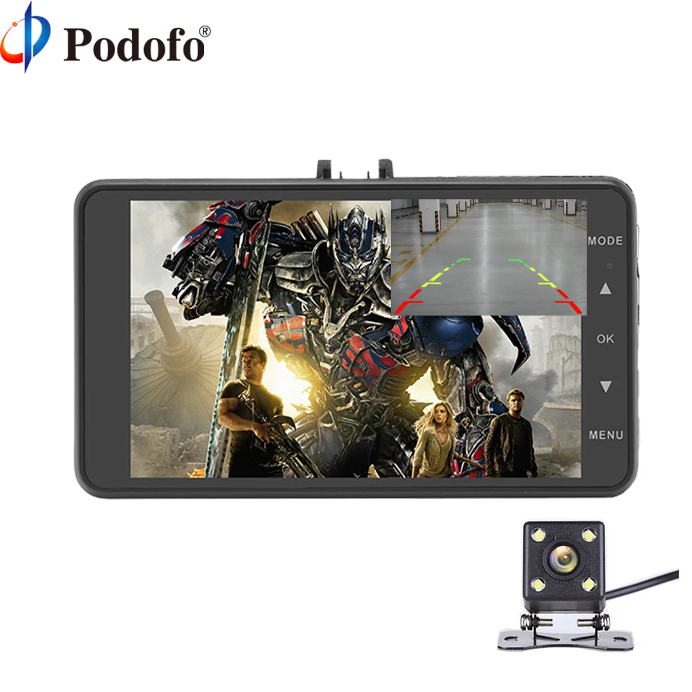 Podofo Автомобильный dvr камера двойной объектив ips 4 &quotFull HD 1080p видео регистратор