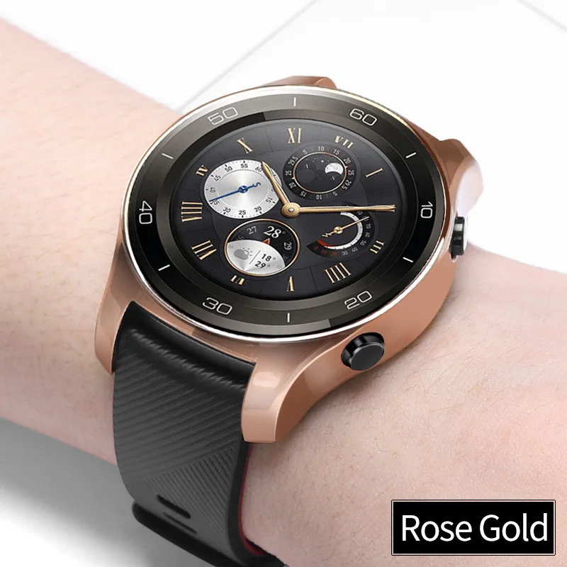 Розовое золото ТПУ корпус часов для Huawei Watch 2 Pro Защитное покрытие Бампер Броня Рамка с покрытием Доказательство удара Устойчив к царапинам Смотреть 2 Pro чехол - Цвет: Розовое золото