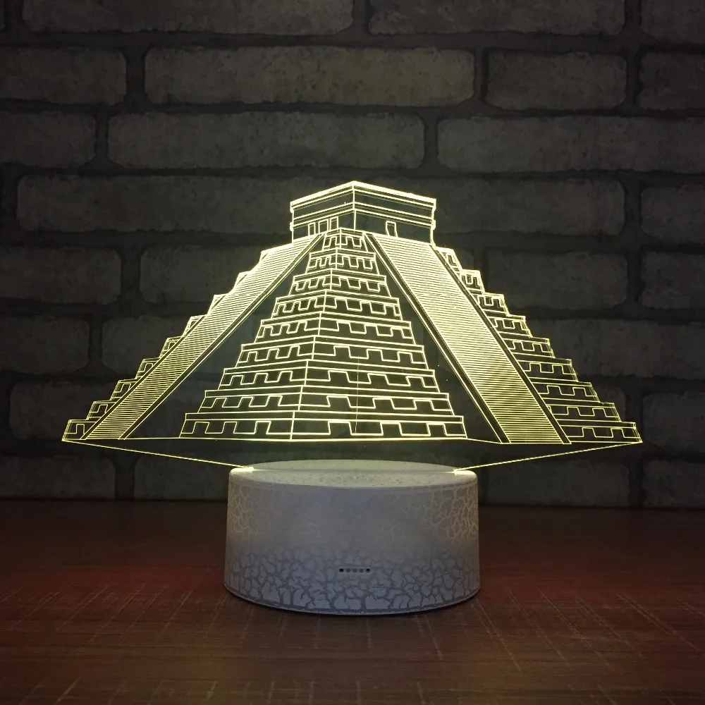 3D Светодиодная Иллюзия в виде пирамиды 7 цветов лампа USB настольная для детской