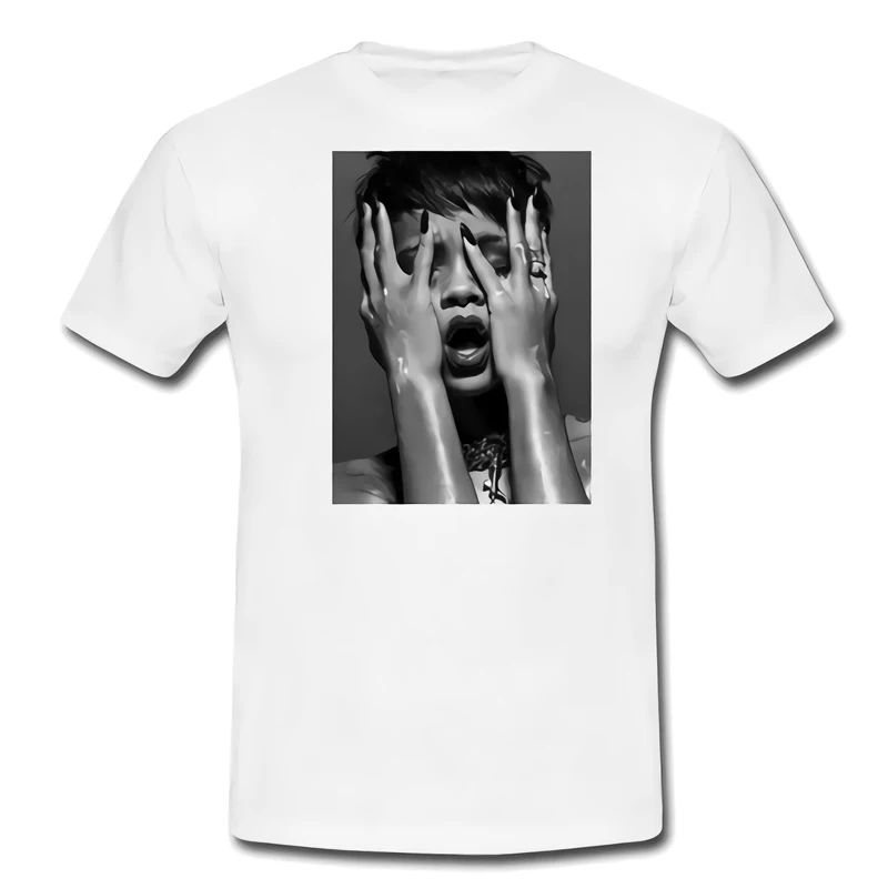 2018 Новый Рианна Riri белый мужской знаменитости Graphic T-Shirt-Legenting экипажа | Мужская
