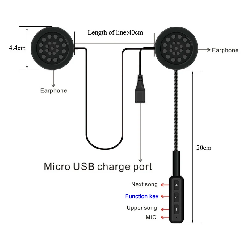 10 шт./лот Беспроводная Bluetooth-гарнитура с двигателем наушники для мотоциклетного