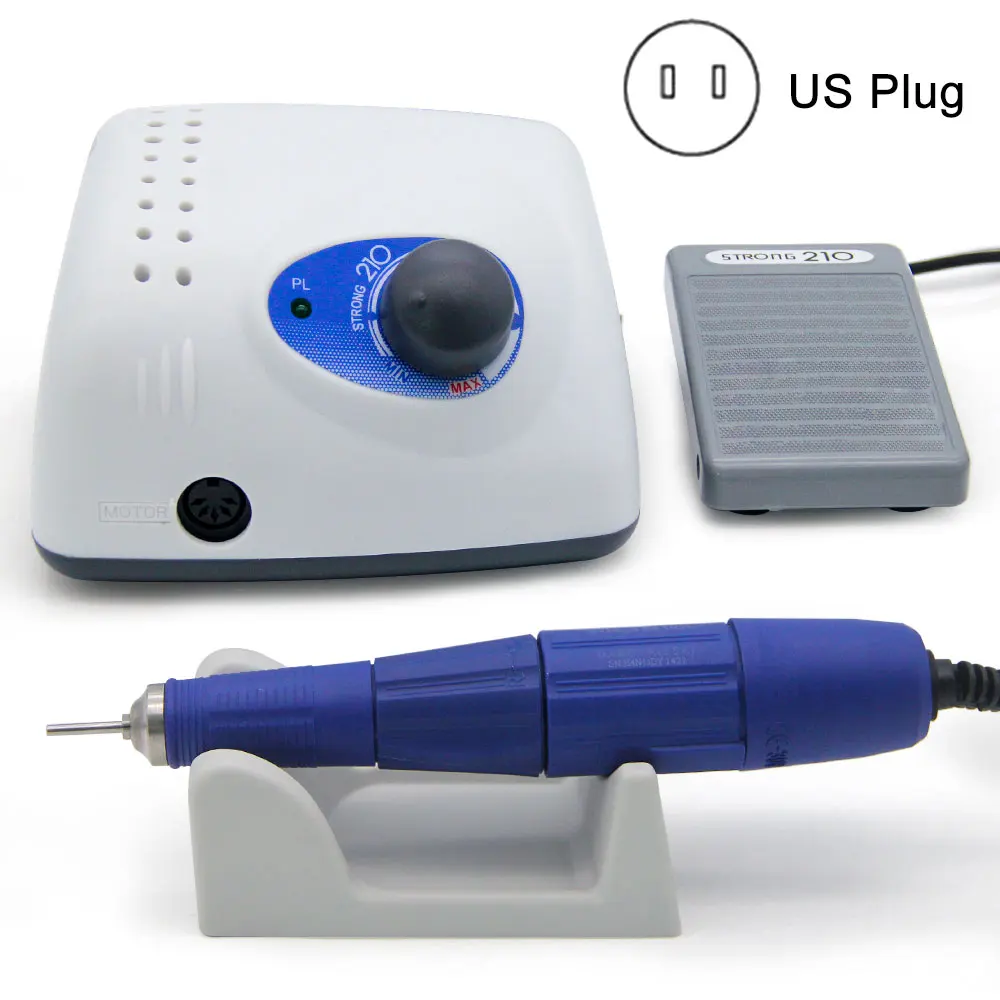 210 US plug LKE Фрезер для маникюра, 35 Вт, высокая мощность, Электрический Фрезер для педикюра, 35000 об/мин, укроп, оборудование для дизайна ногтей, полировальные инструменты - Цвет: 210 US plug