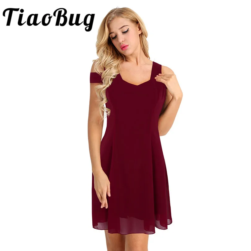 Элегантное женское винтажное шифоновое платье Tiaobug с открытыми плечами для