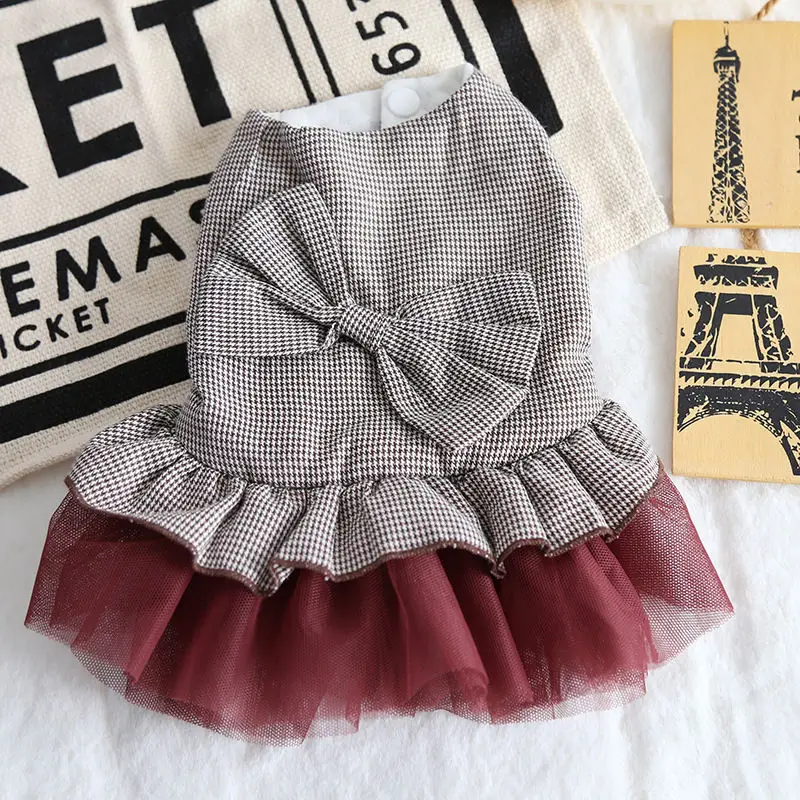 Зимнее флисовое платье с бантом для свадебной вечеринки изображением собаки