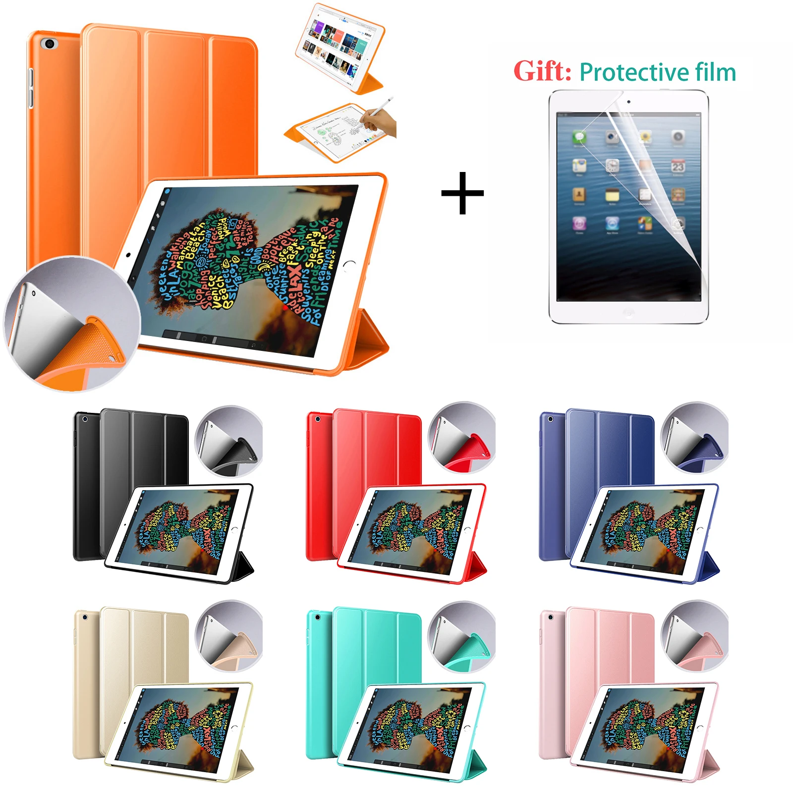 Чехол книжка из искусственной кожи для iPad Mini 5 умный чехол подставка 2019 защита
