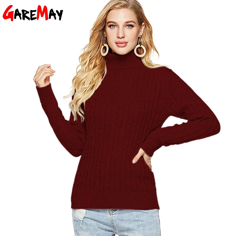 Womens Winter Sweaters Long Sleeve Casual Female White Turtleneck Sweater Women's Knitted Jumper And Pullover Autumn 2020 | Женская
