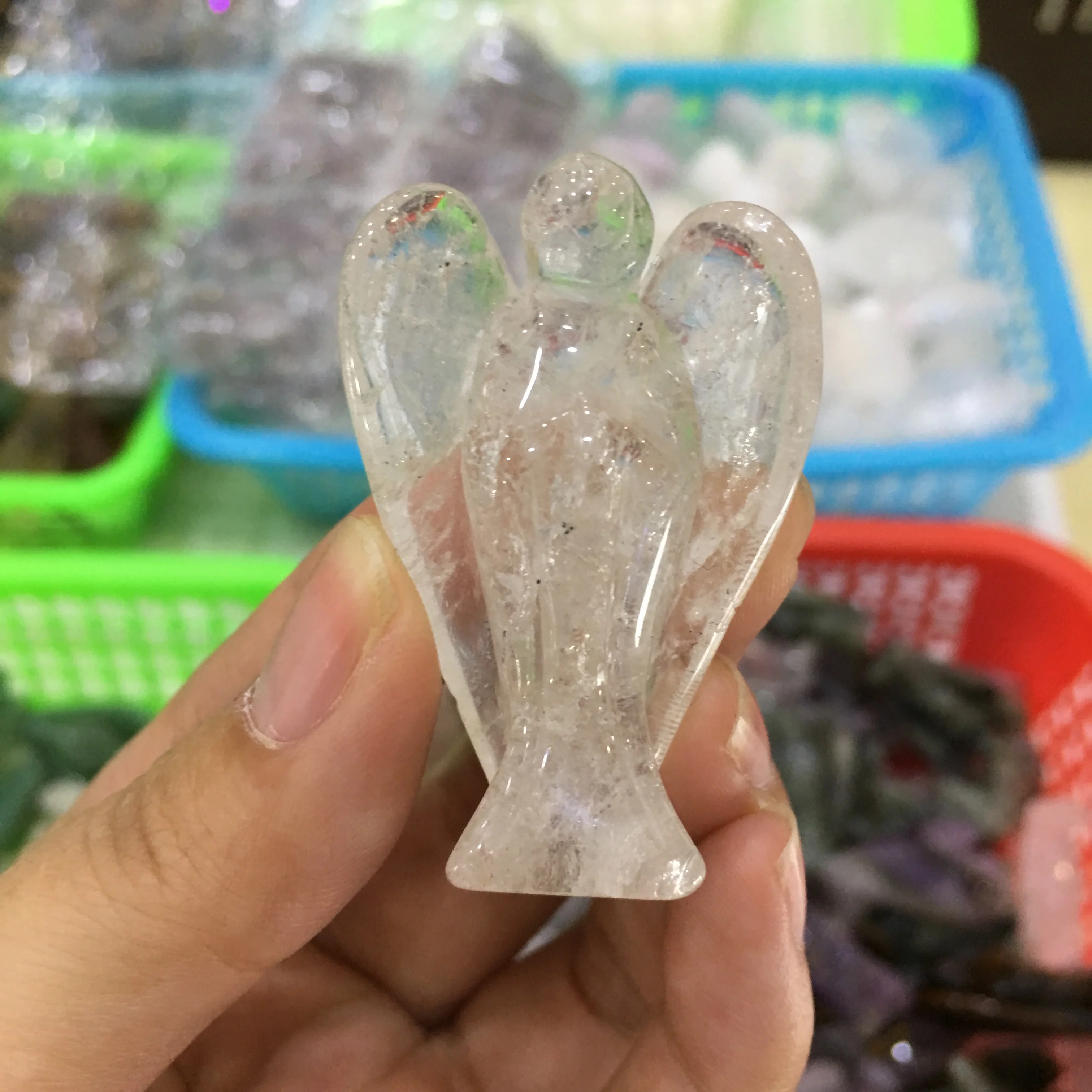 Angel Shape white Crystal Stone Healing Reiki Energy Gemstone Pendant Craft Gift | Дом и сад