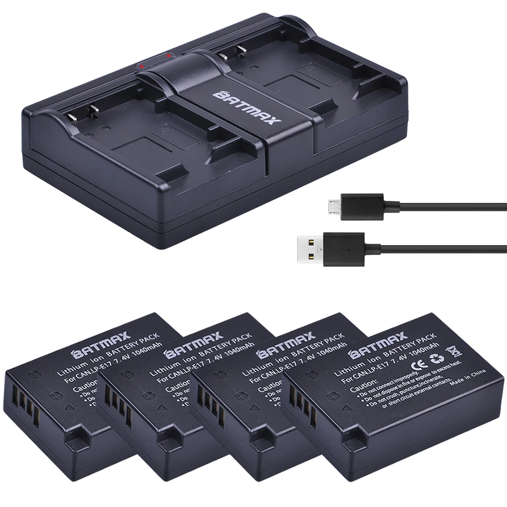 Batmax 4X LP E17 LPE17 батарея + USB двойное зарядное устройство для Canon EOS M3 M5 M6 Rebel T6i T6s T7i 750D