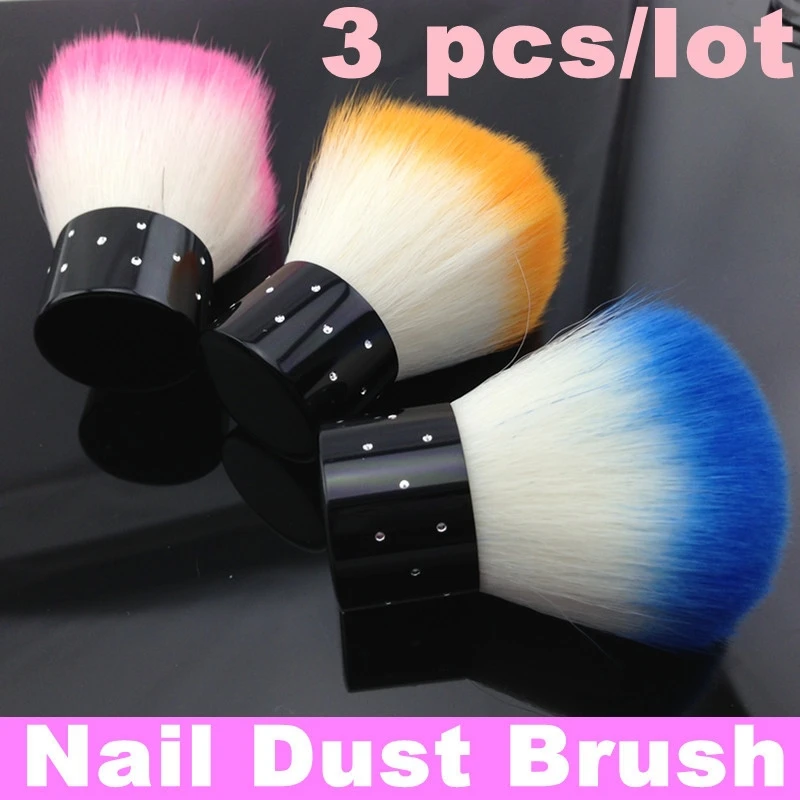 Бесплатная доставка розовая синяя и оранжевая мягкая кисть для маникюра 3 шт.