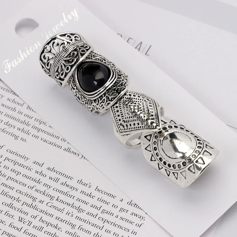 Винтажный этнический стиль черный камень Готический bague femme noire 4pic/sit крошечные