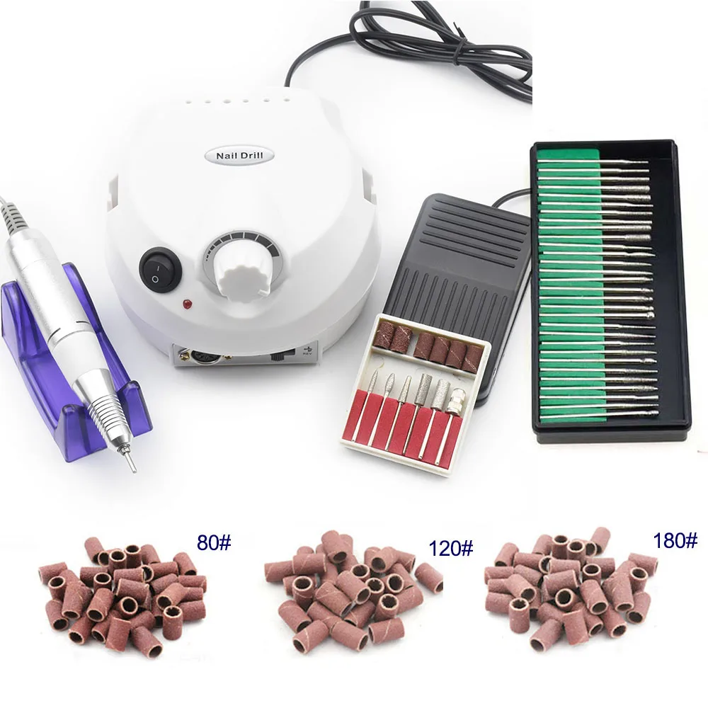 35000RPM white set 2 35000 об/мин Электрический сверлильный станок для ногтей, Электрический Маникюрный сверла машины, аксессуары для педикюра, набор пилок для ногтей, инструмент для дизайна ногтей - Цвет: 35000RPM white set 2