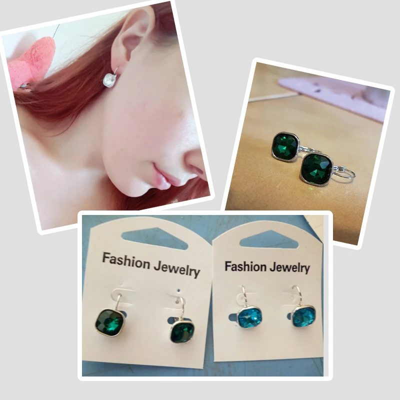 

Shineland 2020 Fashion Women Earrings For Wedding Trendy Brincos 5 Colors Crystal Stud Clip On Earrings Small Earrings