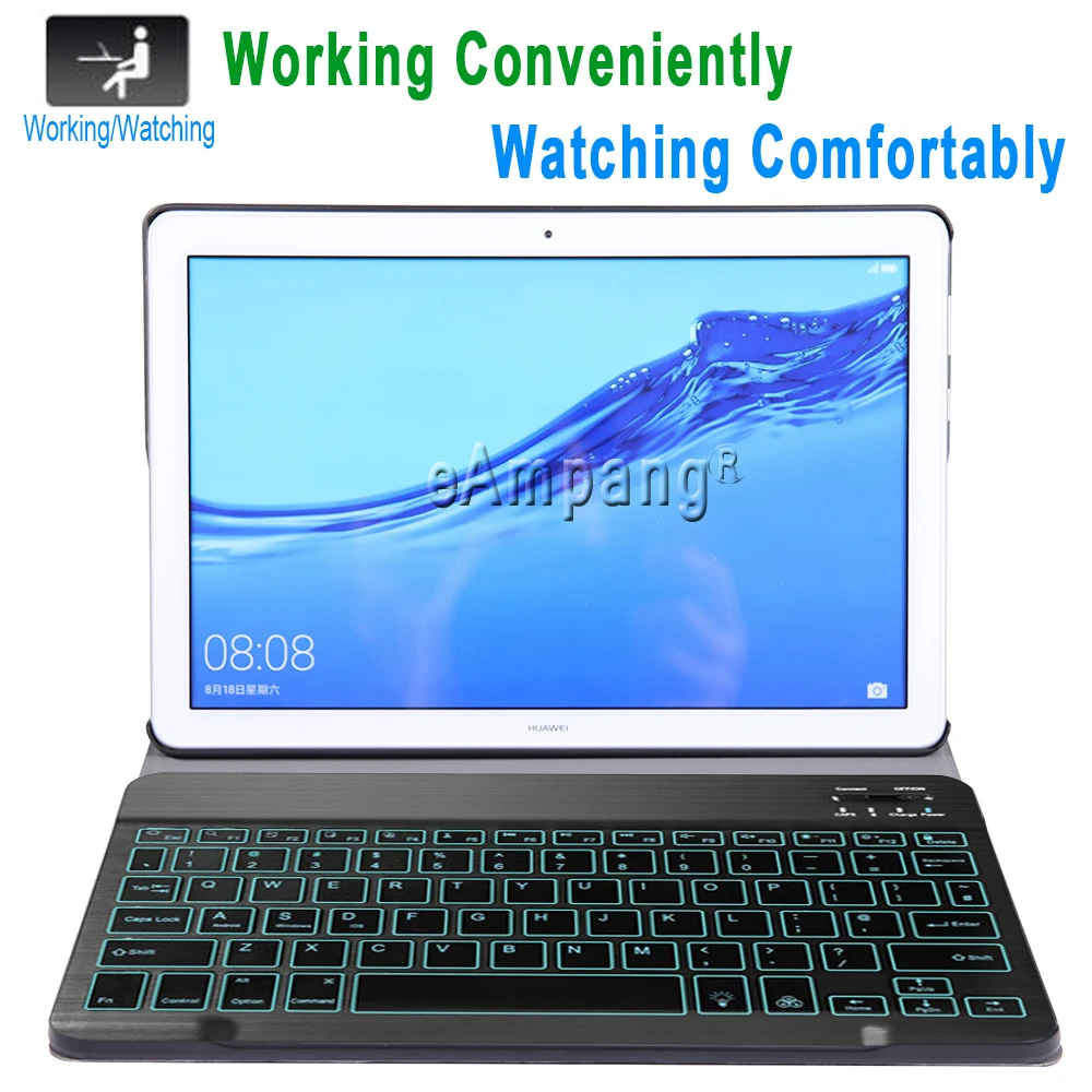 backlit backlit keyboard for huawei mediapad t5 10 10 1 keyboard case english russian arabic korean hebrew portuguese keyboard free global shipping