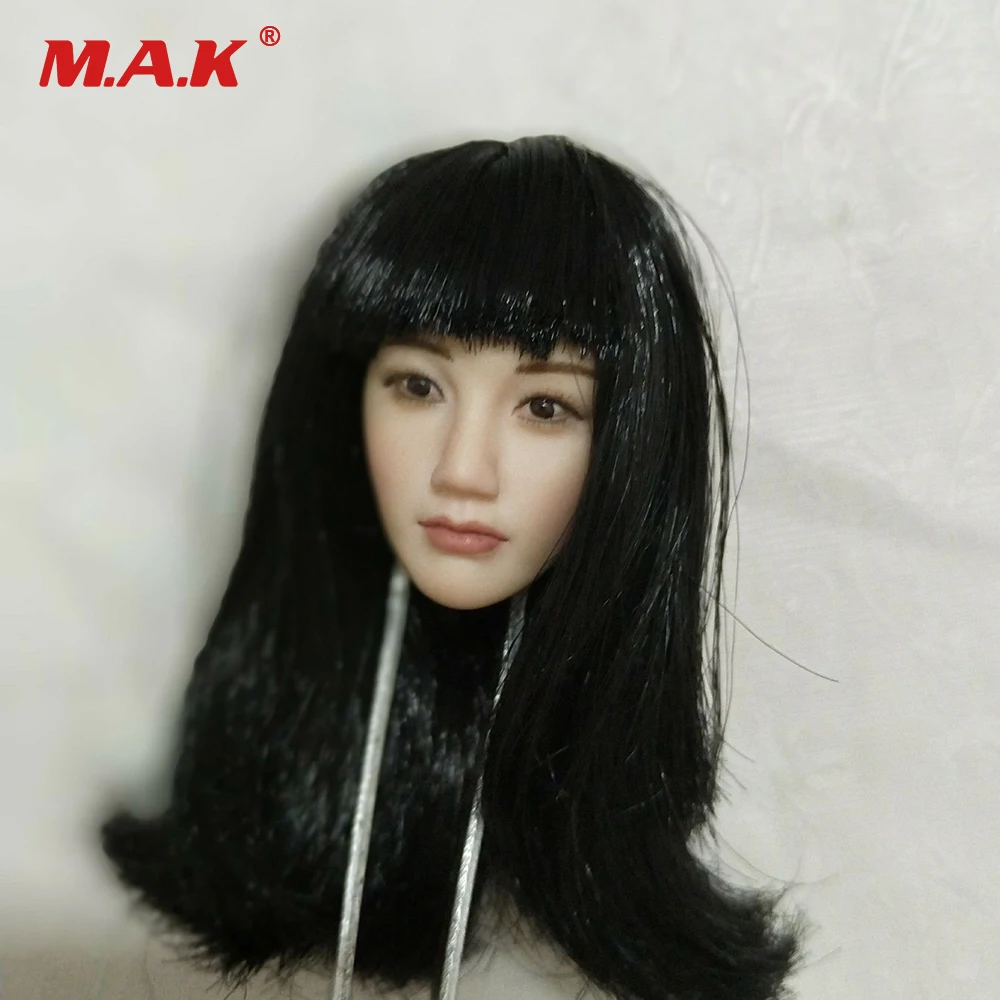 

1:6 масштаб Азиатский Красота девушка глава лепить с длинными черными волосами для детей возрастом от 12 ''бледно женский фигурку тела