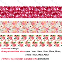 new floral printed grosgrain ribbon diy handmadewedding decoration materials 50 yardsroll decorative tape gift wrap