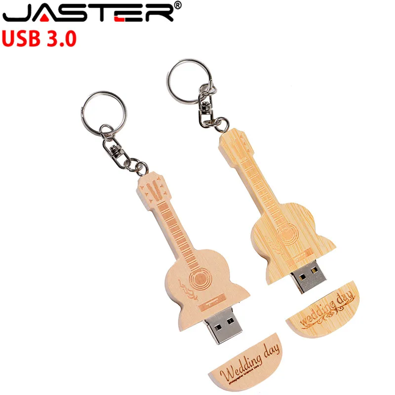 JASTER USB 3,0, креативная деревянная гитара и коробка, 4 ГБ, 8 ГБ, 16 ГБ, 32 ГБ, 64 ГБ, USB флеш-накопитель, карта памяти, логотип на заказ, креативные подарки