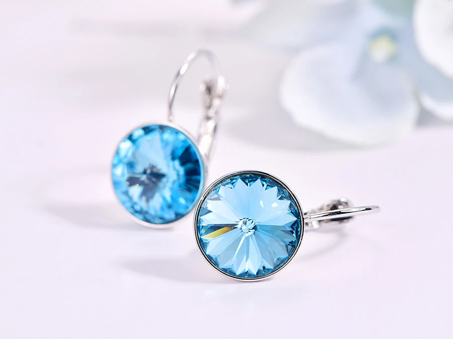Серьги-гвоздики с кристаллами Swarovski, новые модные круглые женские серьги Bella, вечерние свадебные серьги, ювелирные изделия, подарок для мамы и женщины